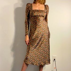 Zara Floral Midi Evening Dress